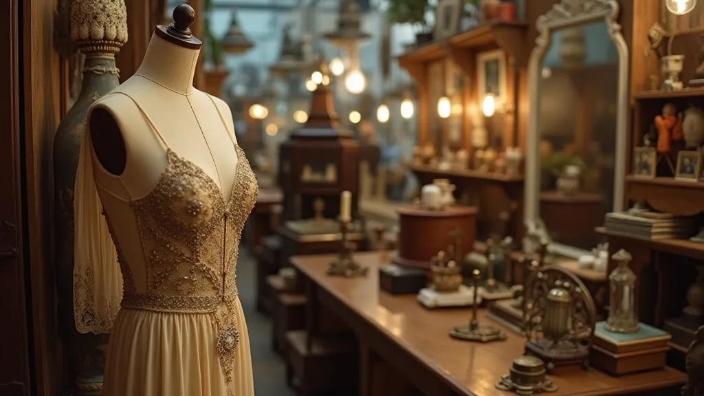Vintage Art Deco dress in a shop