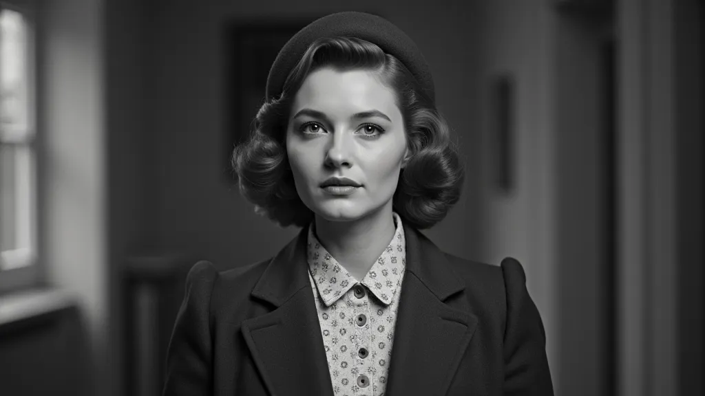 Woman in a 1940s suit with a beret