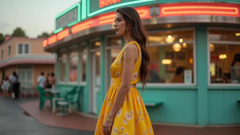 Woman in a 1950s dress and heels