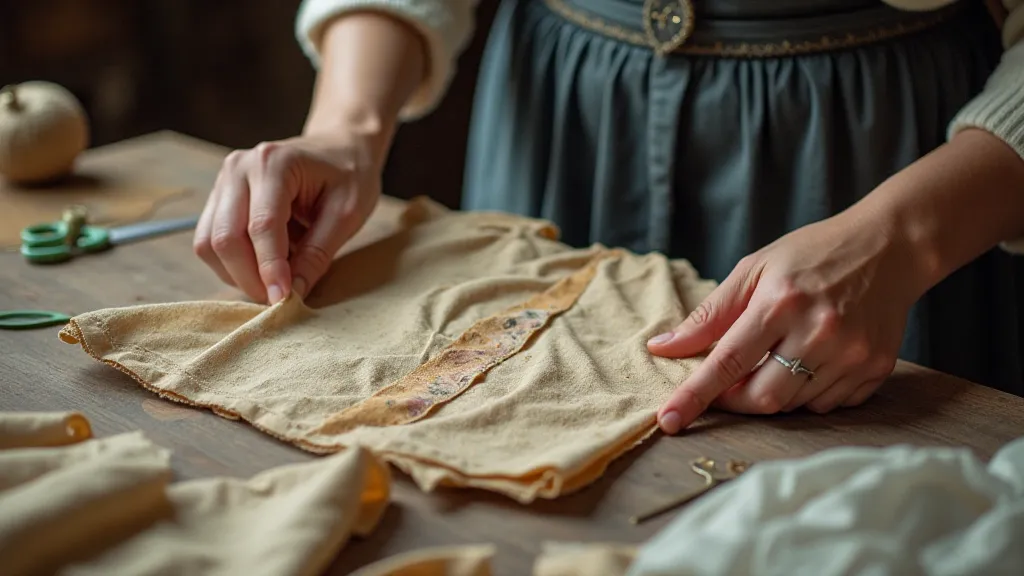 Artisan deconstructing a vintage dress