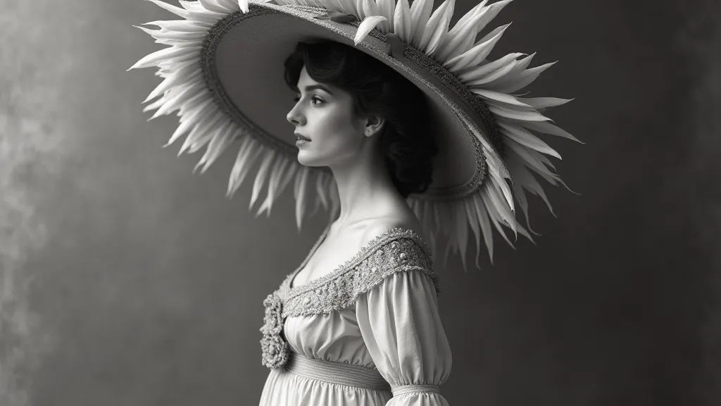 Woman in an Edwardian gown with a feathered hat