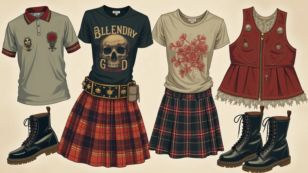 Collection of punk fashion items